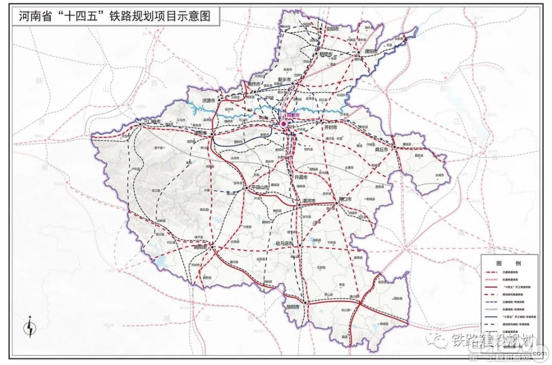 河南省“四十五”铁路规划项目示意图